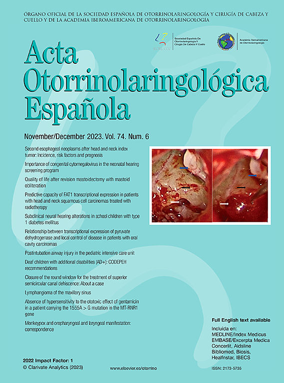 Go to journal home page - Acta Otorrinolaringologica (English Edition)